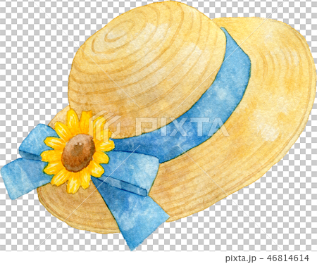 向日葵の麦わら帽子のイラスト素材